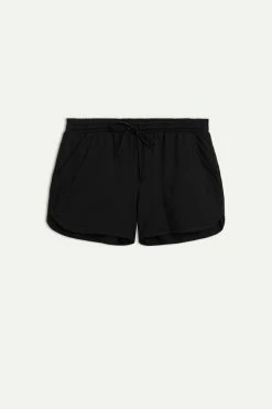 Cheapest 🥰 Intimissimi 👩 Women Supima Cotton Shorts With Rounded Edges Black 😉 -panties Sales Store PDC12A019 F