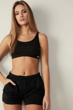 Cheapest 🥰 Intimissimi 👩 Women Supima Cotton Shorts With Rounded Edges Black 😉 -panties Sales Store PDC12A019 M