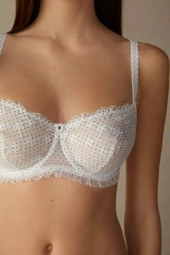 Outlet 🌟 Intimissimi 👩 Women Little Pleasures Daniela Balconette Bra Talc White/black 🎉