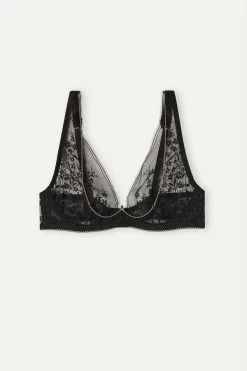 Outlet ✔️ Intimissimi 👩 Women Luxury Treats Balconette Bra Black 👍 -panties Sales Store RBD2475019 F
