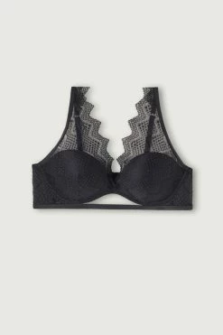Cheapest 🥰 Intimissimi 👩 Women Giorgia Urban Nomad Balconette Bra Black 🔔 -panties Sales Store RID2474019 F