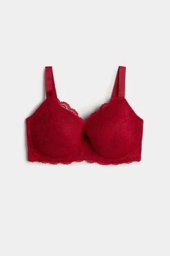 Best deal ✨ Intimissimi 👩 Women Mina Lace Balconette Bra Red 🧨 -panties Sales Store RID90A 1473 F