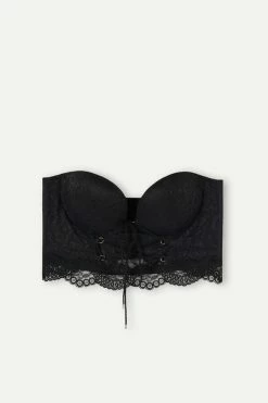 Coupon 😍 Intimissimi 👩 Women Loosen Heartstrings Monica Bandeau Bustier Black 😀 -panties Sales Store RIF2465019 F