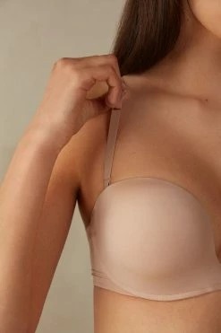 Wholesale 🧨 Intimissimi 👩 Women Monica Bandeau Bra In Ultralight Microfiber Medium Beige 😉