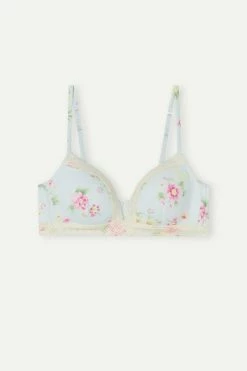 Buy 🔥 Intimissimi 👩 Women Spring Is In The Air Tiziana Triangle Bra Light Pastel Blue Floral Print 😉 -panties Sales Store RIS2453871I F