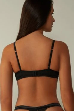 Hot Sale 👏 Intimissimi 👩 Women Sexy Dot Com Elettra Push-up Bra Black ⌛ -panties Sales Store RPD2443019 BI