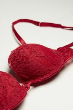 New ⌛ Intimissimi 👩 Women Heart Beat Elettra Super Push-up Bra 🍬 Candy Apple Red 💯 -panties Sales Store RPD24449888 D1