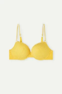 Discount 🧨 Intimissimi 👩 Women ☀️ Summer Breeze Elettra Super Push-up Bra Intense Yellow 👍 -panties Sales Store RPD2461906I F