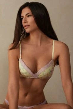 Top 10 😍 Intimissimi 👩 Women Flower Power Gioia Super Push-up Bra Pastel Yellow Floral Print ⌛ -panties Sales Store RPS2452870I M
