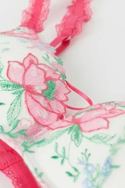 Budget ❤️ Intimissimi 👩 Women Obsessed With Floral Gioia Super Push-up Bra Talc White/bright Fuchsia 🔥 -panties Sales Store RPS2457905I D1