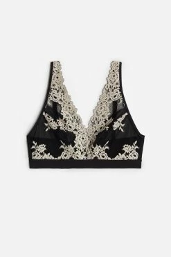 Best Sale 🎁 Intimissimi 👩 Women Pretty Flowers Triangle Bra In Lace Black 🌟 -panties Sales Store RSD12949887 4B F