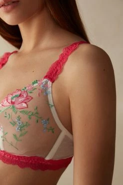 Promo ⌛ Intimissimi 👩 Women Obsessed With Floral Emma Triangle Bra Talc White/bright Fuchsia 🎁