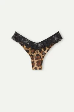 Discount ⌛ Intimissimi 👩 Women Lady Animalier ‘80s Style Brazilian Animal Print 💯 -panties Sales Store SB2477O137J F