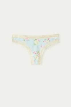 Brand new ❤️ Intimissimi 👩 Women Spring Is In The Air Brazilian Light Pastel Blue Floral Print 🧨 -panties Sales Store SBD2453871I F