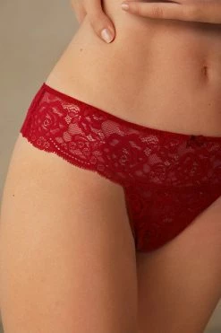 Promo 🔔 Intimissimi 👩 Women Lace Cheeky Briefs Red 😍